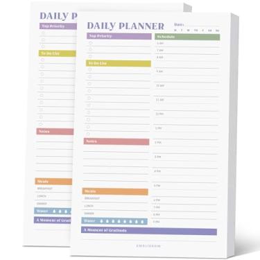 Imagem de Bloco de notas planejador diário, bloco removível de 14 x 21,6 cm – 70 folhas não datadas, organizador de mesa que melhora o foco com agenda de hora em hora, lista de tarefas para o trabalho, escola