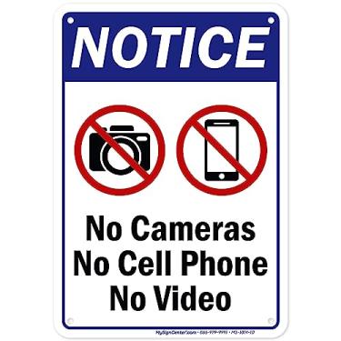 Imagem de Sem câmeras, sem celular, sem sinal de vídeo, 7 x 25 cm, alumínio 040 livre de ferrugem, resistente ao desbotamento, fabricado nos EUA por My Sign Center