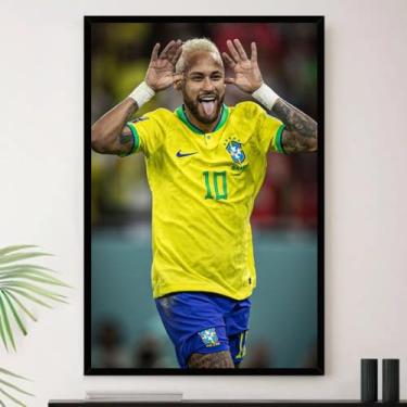 Imagem de Genérico, Quadro Neymar Jr Careta Comemorando Decorativo A4 23x33cm