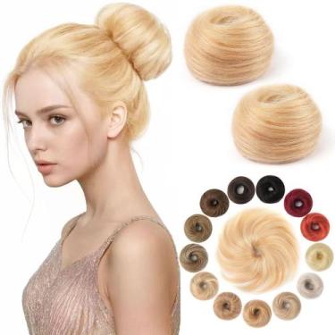 Imagem de Peça de cabelo Messy Bun KISANOF 100% real para cabelo humano morango