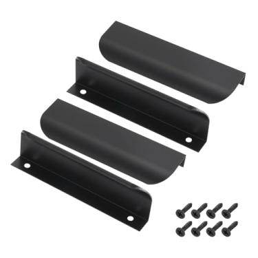 Imagem de PATIKIL 4 puxadores de dedo para armários, borda de liga de alumínio de 12,2 cm, puxador de dedo com alça plana oculta, suporte traseiro para cômoda, guarda-roupa, gavetas, ferragens de porta, preto