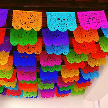 Imagem de Banner de papel grande Dia de Los Muertos, pacote com 5 faixas de papel picado feitas de papel de seda extraextraextraextraextravagante WS200A