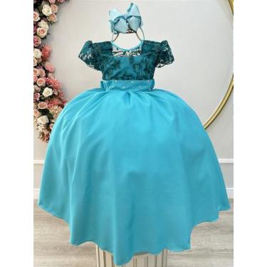 Imagem de Vestido Infantil Verde Bandeira com Renda para Damas - Longo - Fabulos