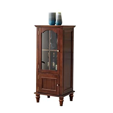 Imagem de Armário de vinho armário de vinho de madeira maciça suporte de garrafa de armazenamento de madeira armário de bar armário lateral para sala de estar sala de jantar cozinha moderna (tamanho: pequeno)