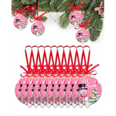 Imagem de Ornamentos de Natal, boneco de neve, pinheiro, para Natal, floco de neve, estrela, bola de luz, rosa, enfeites decorativos para pendurar, 10 peças
