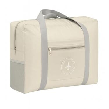 Imagem de Theodore Shop Bolsa Sacola Dobrável Grande de Nylon - Ideal para Viagem, Academia, Escola ou Passeios – Dobrável e Compacta (Bege)