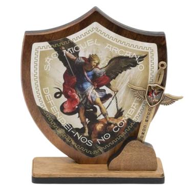 Imagem de Adorno Escudo Oração de Mesa São Miguel Arcanjo com Espada