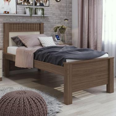 Imagem de Cama de Solteiro Madeira Mdf Imbuia Naturale Athenas Lopas