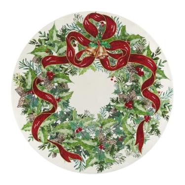 Imagem de U'Artlines Tapete redondo lavável de Natal 2,4 m, folhas de sino, tapete de lavanderia, antiderrapante, tapete macio para entrada, sala de estar, quarto, branco