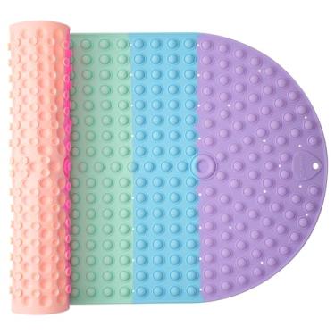 Imagem de Joiyota Tapete de banho push pop bolha para crianças, tapete de banheira de silicone antiderrapante grande arco-íris com ventosas fortes para crianças, tapete de chuveiro impermeável de 83 x 43 cm