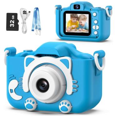 Imagem de Câmera infantil Goopow para crianças de 3 a 8 anos, com vídeo HD 1080p, 12 MP, zoom digital 8x, 28 molduras divertidas, 3 jogos.