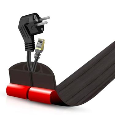 Imagem de Escondedor autoadesivo para cabo de chão, gerenciamento de cabos de 1,3 m, protetor de faixa de extensão para fios, evita viagens de cabos para escritórios, academias, exposições, cavidade: 1,3 cm (L