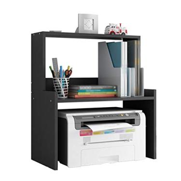 Imagem de Suporte de impressão, prateleira de impressora de 2 camadas, suporte de impressora de mesa, escritório, fax, scanner, suporte para casa, estante de livros 47 × 25 × 53 cm (preta) mesa de impressora