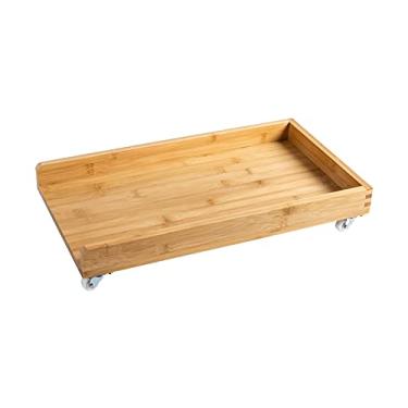 Imagem de Suporte para PC, suporte de CPU, carrinho de PC, torre de madeira, suporte de CPU, torre de mesa móvel, com defletor, com 4 rodas giratórias