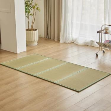 Imagem de KITBRHOME Tapete Tatami Japonês, (Twin XL, 210,8 cm x 99,1 cm x 1,3 cm), 100% Rush Grass Tapete Dobrável Portátil Futon Colchão Cama Tradicional Firme (Twin XL)