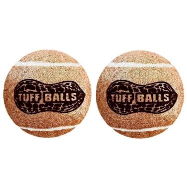 Imagem de PetSport Brinquedos para cães Junior Peanut Butter Tuff Ball | Pacote com 2 bolas de tênis Jr. (4,6 cm) de feltro seguro para animais de estimação e de borracha durável | Brinque para buscar, mandar
