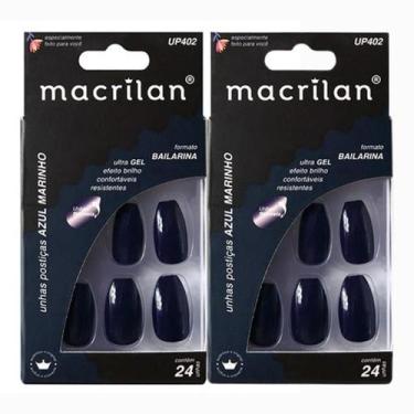 Imagem de Kit 2 Unhas Postiças Bailarina Azul Marinho UP402 - Macrilan