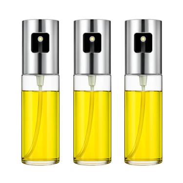 Imagem de Kit 3 Pulverizadores de Azeite e Vinagre 100ml � Borrifadores Autom�ticos em Vidro com Tampa Inox � Spray Fino, Antivazamento e Reutiliz�vel para Cozinha, Saladas e Air Fryer