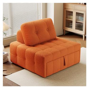Imagem de Sofá-cama dobrável Sofá-cama dobrável conversível - cadeira-cama com travesseiro, para sala de estar/dormitório/uso hóspedes/escritório doméstico/apartamento, tamanho único(Orange,80cm)