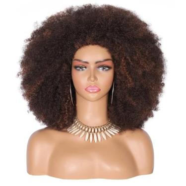 Imagem de Peruca feminina Kalyss 16 longa afro para mulheres negras, marrom
