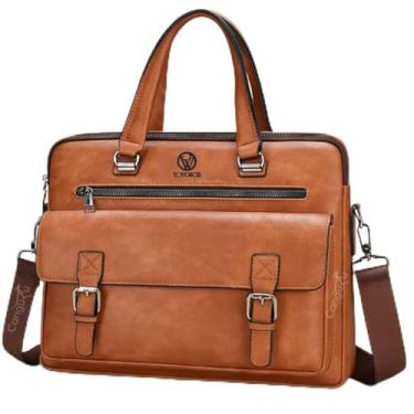 Imagem de Bolsa Pasta Notebook Maleta Executiva Social Masculina Feminina Com Alça Transversal Ideal e Resistente Para Trabalho Faculdade Dia a Dia (Browm)