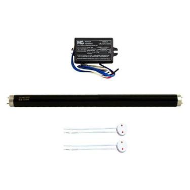 Imagem de Kit Lâmpada 15w Luz Negra BLB 45cm+ Inversor 12v+ Soquete T8 - Chinesa