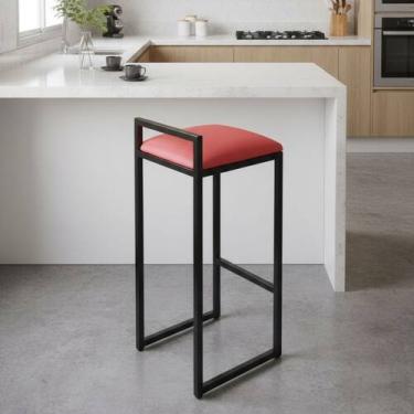 Imagem de Banqueta Para Cozinha Industrial Estofado - Loja Béle, Vermelho