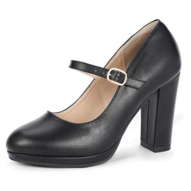 Imagem de Sapatos IDIFU Mary Jane Black Heels para mulheres tamanho 8