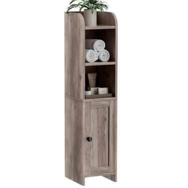 Imagem de Armário de chão de canto para armazenamento de banheiro Homhedy Greige