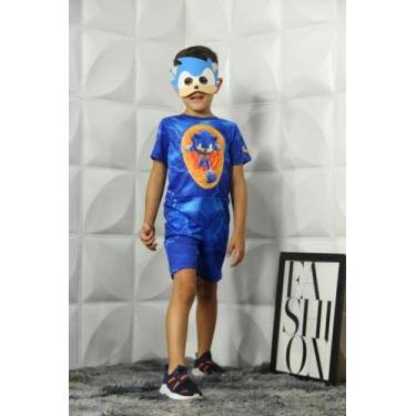 Imagem de Fantasia Temática Sonic com Máscara - Tecido 100% Poliéster - Fabuloso