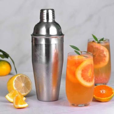 Imagem de Coqueteleira para coquetéis (680 g), coqueteleira portátil de aço inoxidável com coador embutido, coqueteleira profissional para acessórios de barman, prata