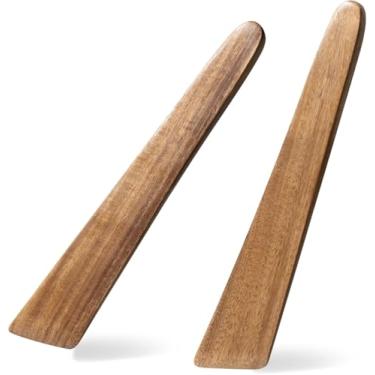 Imagem de Espátula de madeira grande plana para panelas antiaderentes, utensílio de cozinha de material de madeira para cozinhar virando 30 x 4 cm