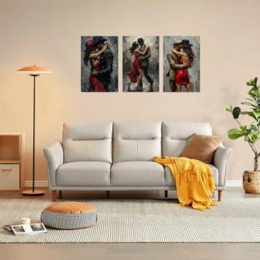 Imagem de 1 conjunto/3 peças conjunto de trajes românticos para casais dançando na chuva - arte sem moldura para decoração de casa, 20 x 30 cm, sem moldura
