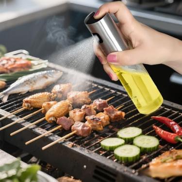 Imagem de Pulverizador de azeite de oliva para cozinhar 2 em 1, frasco dispensador de azeite de oliva para cozinha, recipiente de óleo para assar, fritadeira, salada, fritura, churrasco, assar (100 ml, escala)