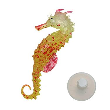 Imagem de Decoração de aquário de silicone simulado luminoso cavalo marinho produtos para animais de estimação aquáticos ornamentos domésticos (Laranja)