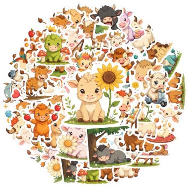 Imagem de 50 peças de adesivos de animais de vaca DIY brinquedo colorido para mala, geladeira, telefone, bagagem, laptop, guitarra, carro, adesivo, brinquedos, guitarra, faça você mesmo, bicicleta, skate