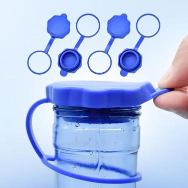 Imagem de 4 peças de tampa de jarro de água de 3 e 5 galões reutilizável, tampas de galão de silicone de grau alimentício para garrafas e dispensadores de água com coroa de parafuso padrão de 55 mm