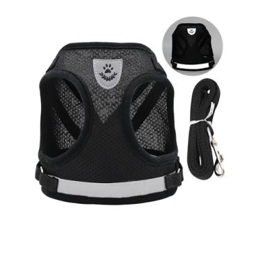 Imagem de Peitoral Step-in Air para cães – malha para todos os climas, refletivo, sem puxar para cães pequenos, médios e gatos – Seguro com fecho de velcro, fivela, anéis D duplos, grande, preto