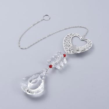 Imagem de 2 peças de lustre de coração borboleta pendurado, cristais, prismas para janela, quebra-sol, peças de lustre, pingentes de arco-íris, 365 mm