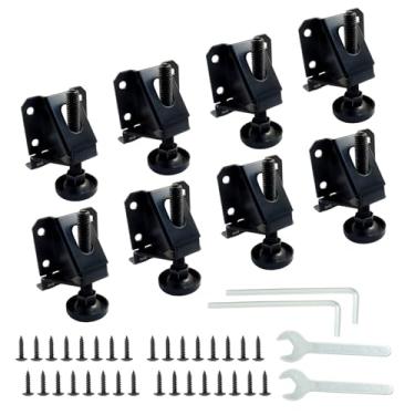 Imagem de Zorfeter Pacote com 8 Niveladores de perna para móveis resistentes, pés de nivelamento com porcas de trava e chave inglesa, pés de nivelamento de altura ajustável de 5 cm para mesas/armários