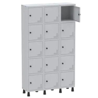 Imagem de Roupeiro De Aço Light 15 Portas Cinza Tranca Para Cadeado - Pandin