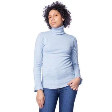 Imagem de Blusa Feminina Oliveira Malhas Tricot Babados Azul Claro-Feminino