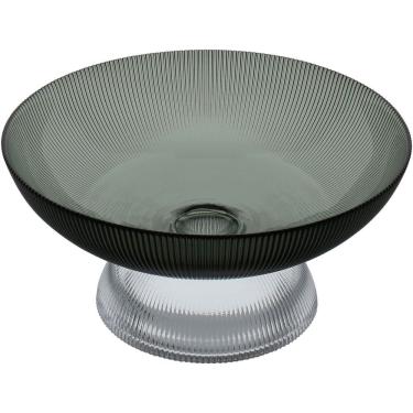 Imagem de Centro De Mesa Fruteira Home&co Com Pé Vidro 12x25x25cm Fumê