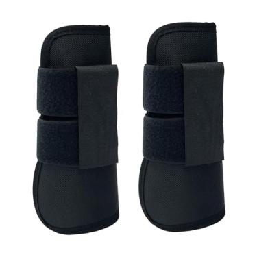 Imagem de Fenteer 2 peças botas de cavalo protetores de tendão botas proteção de perna ajustável à prova de choque proteção para equipamento equestre