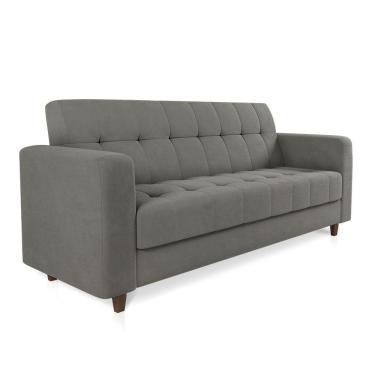 Imagem de Sofá 03 Lugares Arezzo Suede Pés Chanfrado Tabaco - D'rossi Cor Grafite