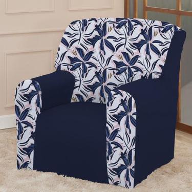 Imagem de Capa para Poltrona Coladinha Mista Floral Estampada Decoração Sala Qua
