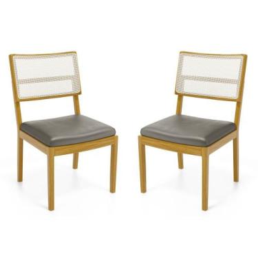 Imagem de Kit Com 2 Cadeiras Milena Madeira Maciça Assentos Estofados Encostos D