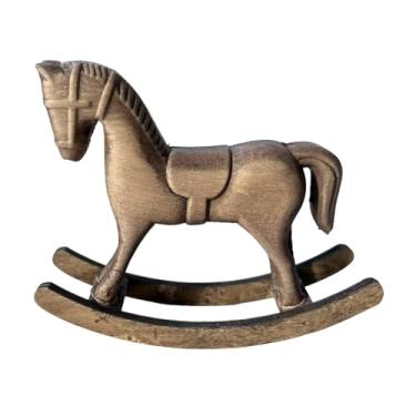 Imagem de Generic Cavalo de balanço decorativo para mesa, peça artística portátil, estátua de cavalo de madeira para decoração de prateleira, escrivaninha, centro de, Marrom Escuro