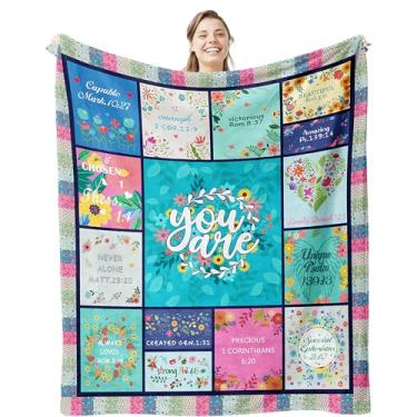 Imagem de FTEFueie Presentes de aniversário cristãos para mulheres, cobertor de inspiração religiosa, presentes católicos, presentes de batismo e batizado para meninas, cobertor aconchegante de oração cristã