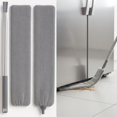 Imagem de Limpador de poeira de lacuna plana com haste extensível, espanador retrátil sob o eletrodoméstico Bafezoze com 2 almofadas de microfibra laváveis, esfregão fino e flexível para limpeza sob a cama